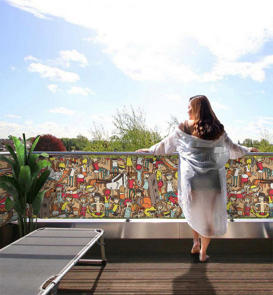 MyMaxxi Sichtschutzelement Balkonbanner bunte Grafik mit Cartoon Figuren Balkon Sichtschutz, (Bambus grün) MyMaxxi Sichtschutzelement Balkonbanner bunte Grafik mit Cartoon Figuren Balkon Sichtschutz, (Bambus grün) von MyMaxxi