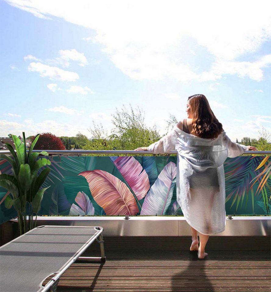MyMaxxi Sichtschutzelement Balkonbanner tropischer Blätterwald bunt Balkon Sichtschutz Garten, (tropischer Blätterwald bunt) von MyMaxxi