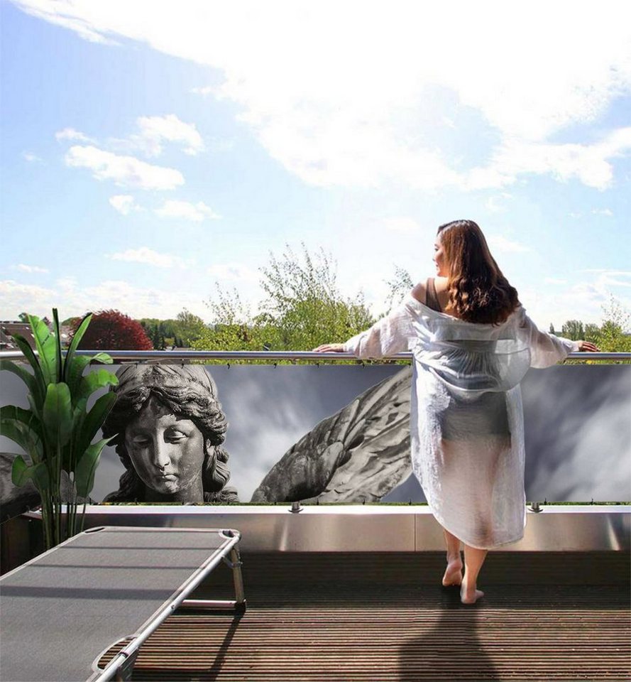 MyMaxxi Sichtschutzelement Balkonbanner Engel Skulptur Balkon Sichtschutz Garten von MyMaxxi
