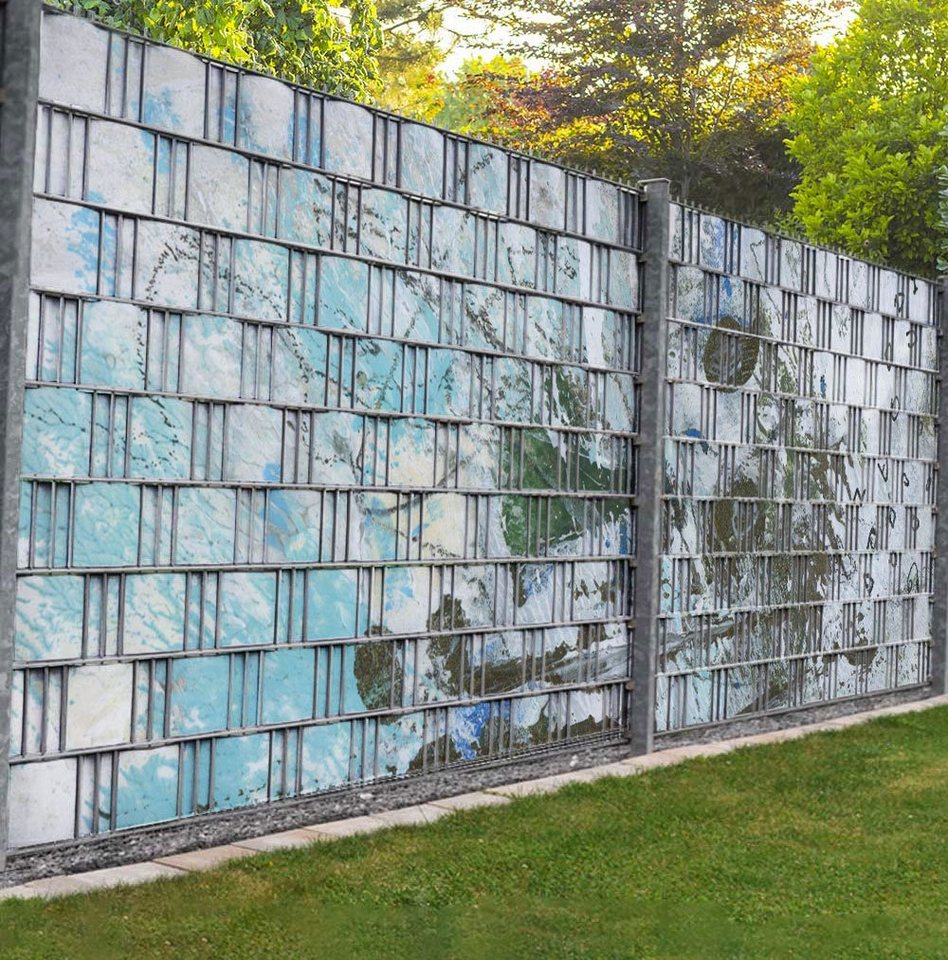 MyMaxxi Sichtschutzstreifen Zaunsichtschutz Abstrakte Malerei in blau Sichtschutz Garten Zaun von MyMaxxi