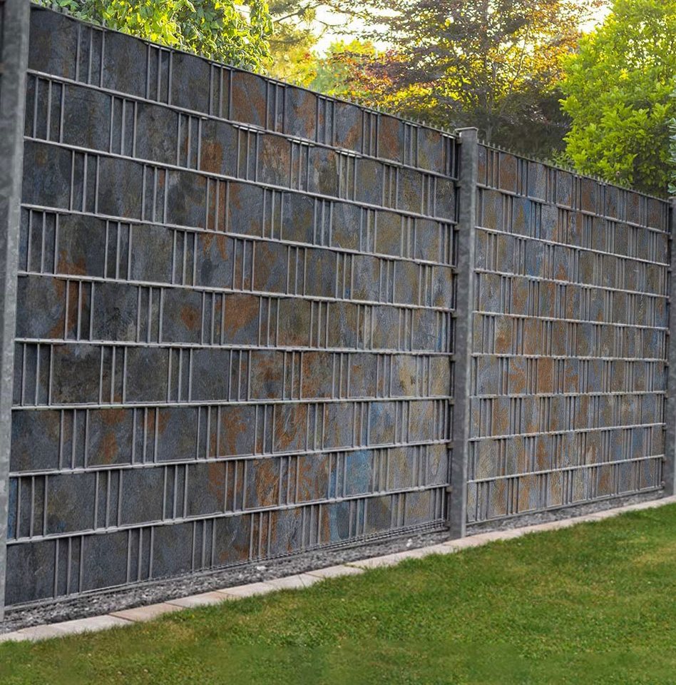 MyMaxxi Sichtschutzstreifen Zaunsichtschutz Betonwand Grau Blau Sichtschutz Garten Zaun von MyMaxxi