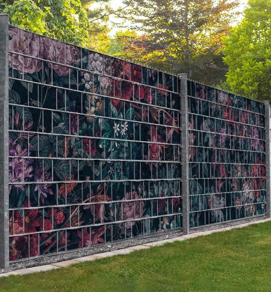 MyMaxxi Sichtschutzstreifen Zaunsichtschutz Blühende Vintage Blumenwand Sichtschutz Garten Zaun von MyMaxxi