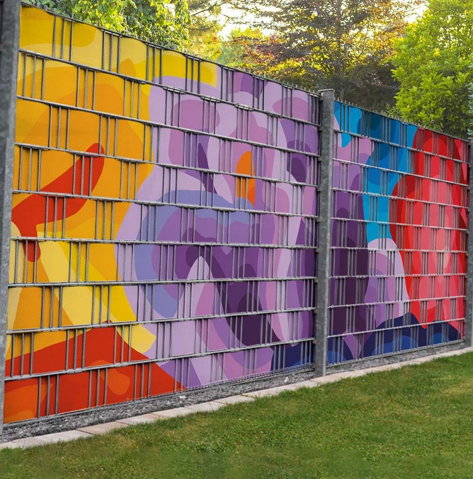 MyMaxxi Sichtschutzstreifen Zaunsichtschutz Blumen Zeichnung Sichtschutz Garten Zaun von MyMaxxi