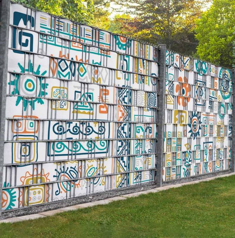 MyMaxxi Sichtschutzstreifen Sichtschutzstreifen Bunte Symbole Sichtschutz Garten Zaun, (Bunte Symbole) von MyMaxxi