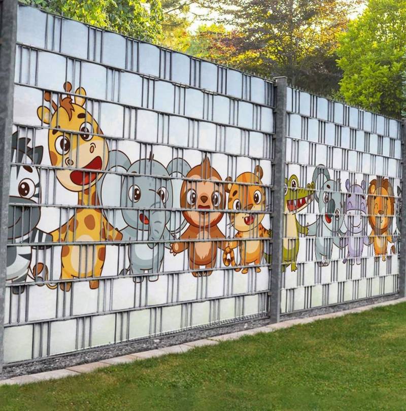 MyMaxxi Sichtschutzstreifen Sichtschutzstreifen Freundliche Tiere Sichtschutz Garten Zaun, (Freundliche Tiere) von MyMaxxi