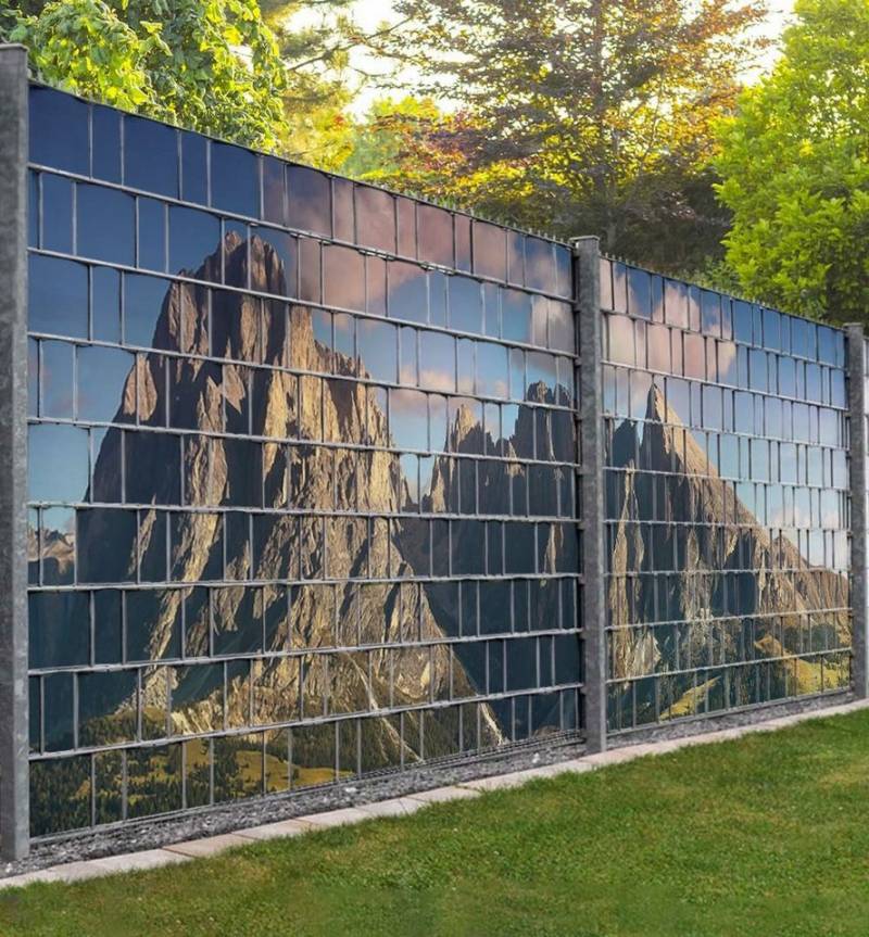 MyMaxxi Sichtschutzstreifen Zaunsichtschutz Gebirge mit Wäldern und Wolken Sichtschutz Garten Zaun von MyMaxxi