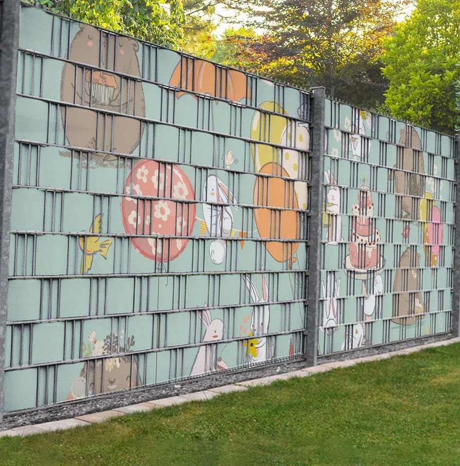 MyMaxxi Sichtschutzstreifen Zaunsichtschutz Hasenparty Sichtschutz Garten Zaun von MyMaxxi