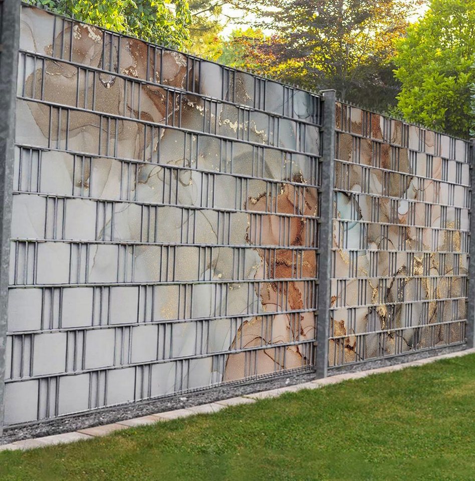 MyMaxxi Sichtschutzstreifen Sichtschutzstreifen Marmor grau gold Sichtschutz Garten Zaun, (Marmor grau gold) von MyMaxxi