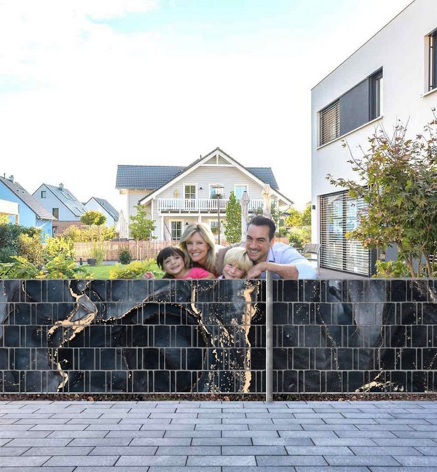 MyMaxxi Sichtschutzstreifen Zaunsichtschutz Marmor schwarz gold Sichtschutz Garten Zaun von MyMaxxi