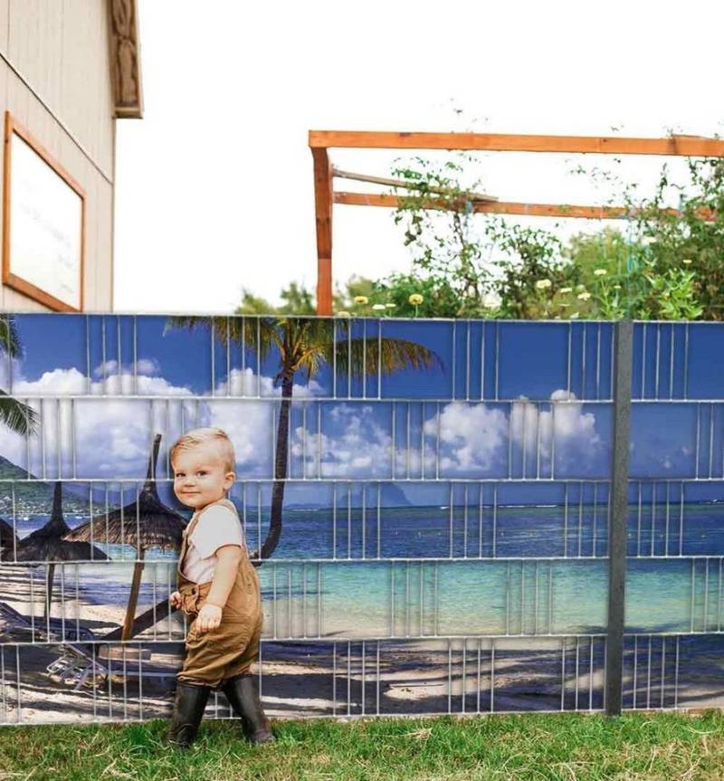 MyMaxxi Sichtschutzstreifen Sichtschutzstreifen Strand Insel Meer Sichtschutz Garten Zaun von MyMaxxi