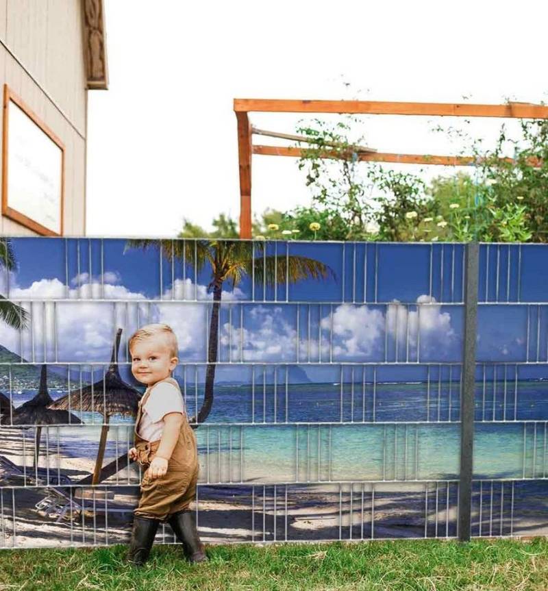 MyMaxxi Sichtschutzstreifen Zaunsichtschutz Strand Insel Meer Sichtschutz Garten Zaun von MyMaxxi