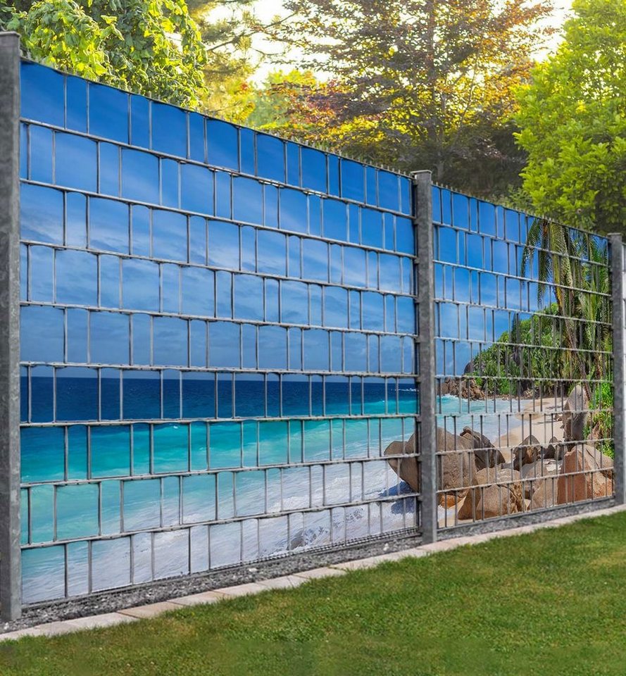 MyMaxxi Sichtschutzstreifen Sichtschutz Zaun Traumstrand mit hellblauem Meer Sichtschutzstreifen von MyMaxxi
