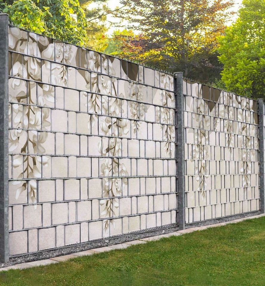 MyMaxxi Sichtschutzstreifen Zaunsichtschutz blühende Blüte weiß Sichtschutz Garten Zaun von MyMaxxi