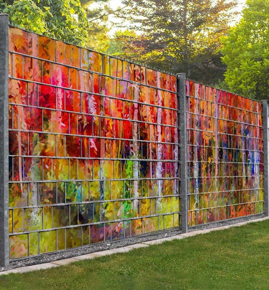 MyMaxxi Sichtschutzstreifen Sichtschutzstreifen bunt gemalter Wald Sichtschutz Garten Zaun, (bunt gemalter Wald) von MyMaxxi