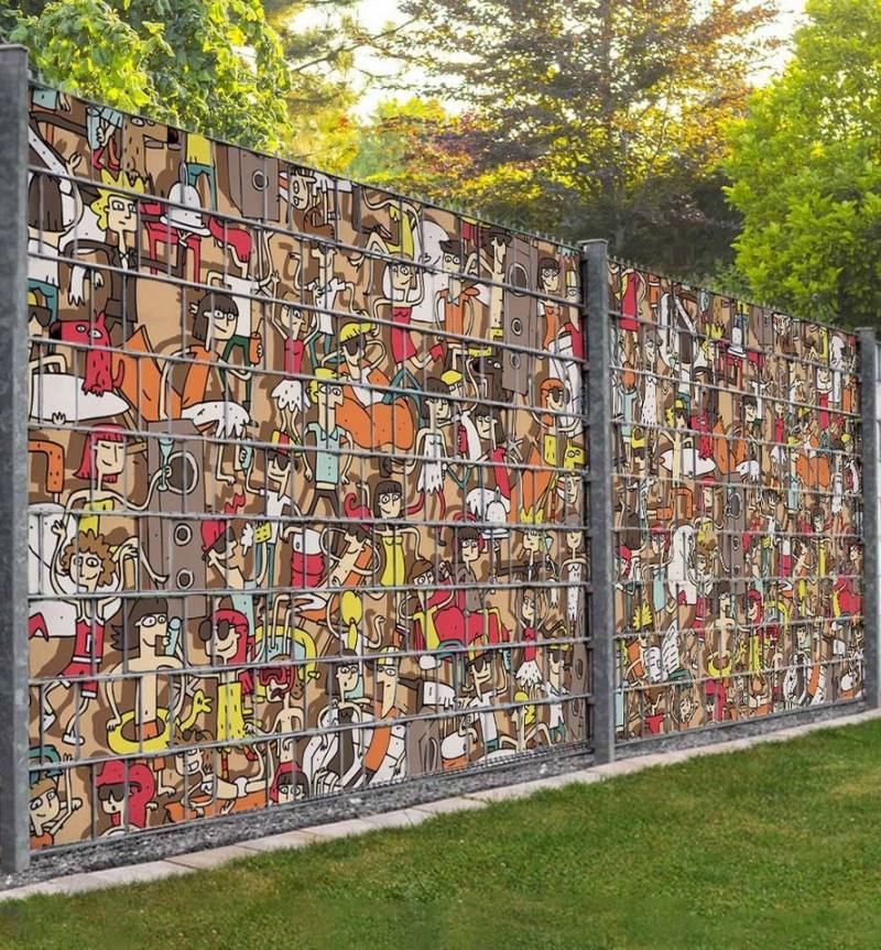 MyMaxxi Sichtschutzstreifen Sichtschutzstreifen bunte Cartoon Figuren Sichtschutz Garten Zaun von MyMaxxi