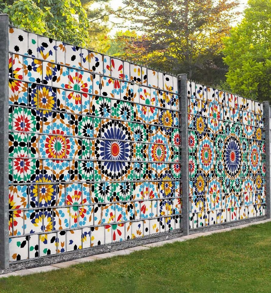 MyMaxxi Sichtschutzstreifen Sichtschutzstreifen Retro Konfetti Muster bunt Sichtschutz Garten Zaun, (buntes Retro Konfetti Muster) von MyMaxxi