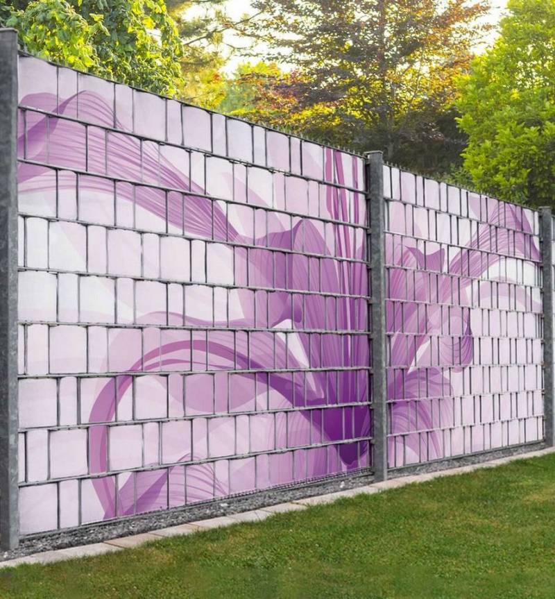 MyMaxxi Sichtschutzstreifen Sichtschutzstreifen offene Blüte in Violett Sichtschutz Garten Zaun, (offene Blüte in Violett) von MyMaxxi