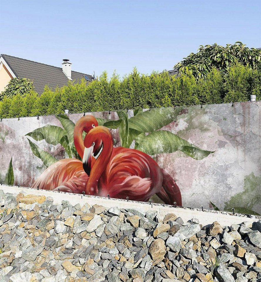 MyMaxxi Sichtschutzzaunmatten Zaunbanner Flamingo Malerei Sichtschutz Garten Zaun von MyMaxxi