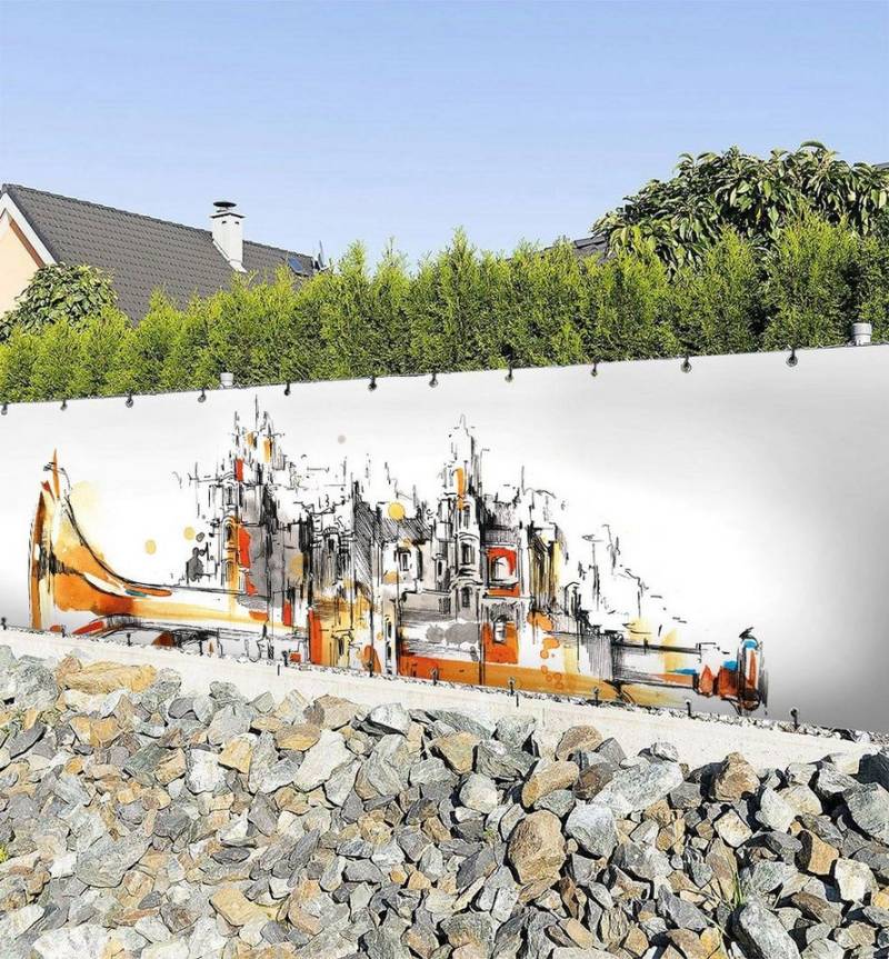 MyMaxxi Sichtschutzzaunmatten Zaunbanner Stadt Trompete Sichtschutz Garten Zaun von MyMaxxi
