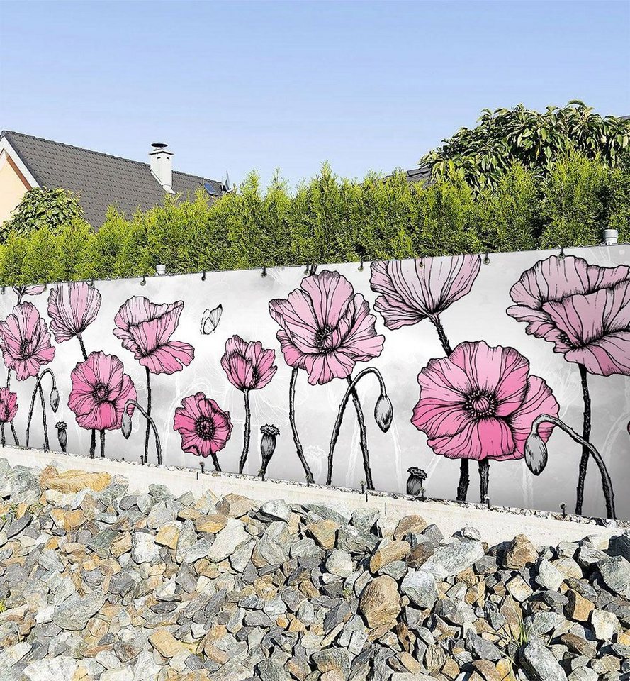 MyMaxxi Sichtschutzzaunmatten Zaunbanner Wunderland Blumen rosa Sichtschutz Garten Zaun von MyMaxxi