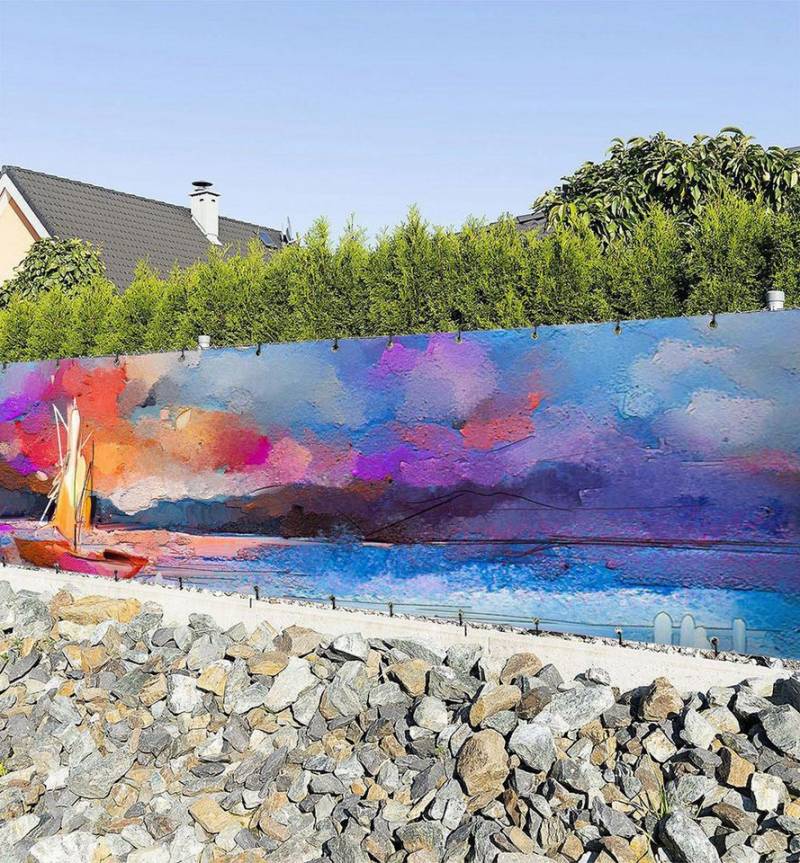 MyMaxxi Sichtschutzzaunmatten Zaunbanner Boot abstrakt gemalt Sichtschutz Garten Zaun, (Bambus grün) von MyMaxxi