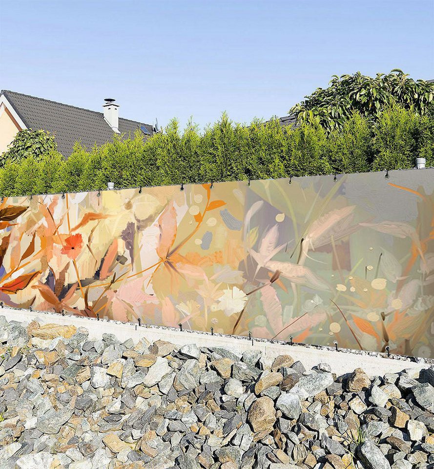 MyMaxxi Sichtschutzzaunmatten Zaunbanner gemalte Blumen und Pflanzen des Frühlings Sichtschutz Zaun, (gemalte Blumen und Pflanzen des Frühlings) von MyMaxxi