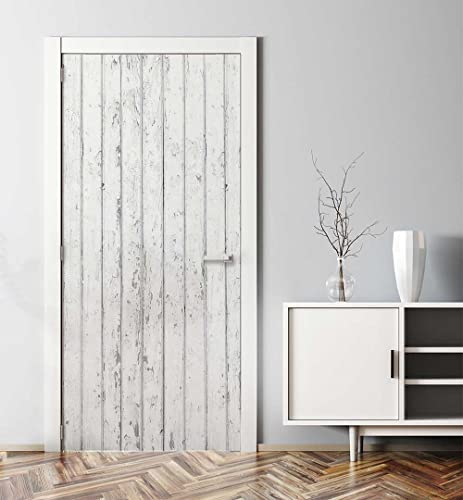 MyMaxxi - Tür bekleben mit Türtapete Selbstklebend 90x200 Holzwand Weiss - Tür verschönern Türfolie - Türaufkleber XXL Aufkleber Folie- Türposter Türklebefolie Baum Rustikal Weiss von MyMaxxi