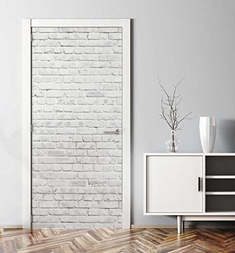 MyMaxxi - Tür bekleben mit Türtapete Selbstklebend 90x200 Ziegelsteine Weiss - Tür verschönern Türfolie - Türaufkleber XXL Aufkleber Folie- Türposter Türklebefolie Backsteine Mauer Weiss von MyMaxxi