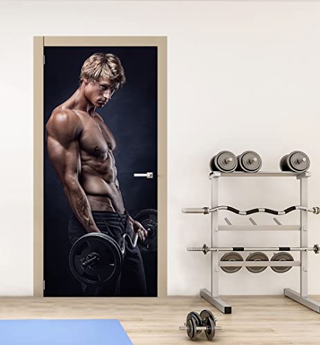 MyMaxxi | Tür bekleben mit Türtapete Selbstklebend 90x200 | Fitness 03 | Tür verschönern mit Türfolie | Türaufkleber XXL Aufkleber Folie| Türposter Türklebefolie Sport Bodybuilder Mann von MyMaxxi