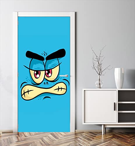 MyMaxxi | Tür bekleben mit Türtapete Selbstklebend 90x200 Monster Monstergesicht blau | Tür verschönern mit Türfolie | Türaufkleber XXL Türbilder | Türposter Mädchen und Junge von MyMaxxi