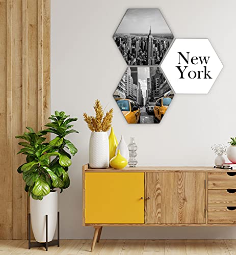 MyMaxxi | Wall Art Hexagon Wand Deko Bilder Set Skyline | New-York S 25x22cm groß | Geometric Wall Collage als Acrylglas Bild | Wandbilder Wanddekoration | modern aesthetic deko von MyMaxxi