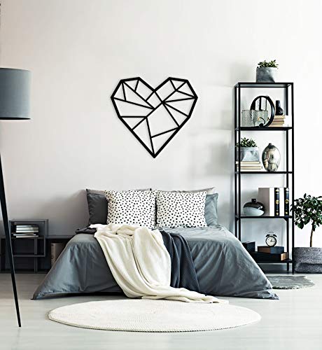 MyMaxxi | Wand Deko Herz schwarz 65x61 cm Acryl geometrische Wanddekoration für Wohnzimmer und Schlafzimmer Wandbilder Wanddekoration | Aesthetic Decoration Wandbild Wohnzimmer Love Decorations von MyMaxxi