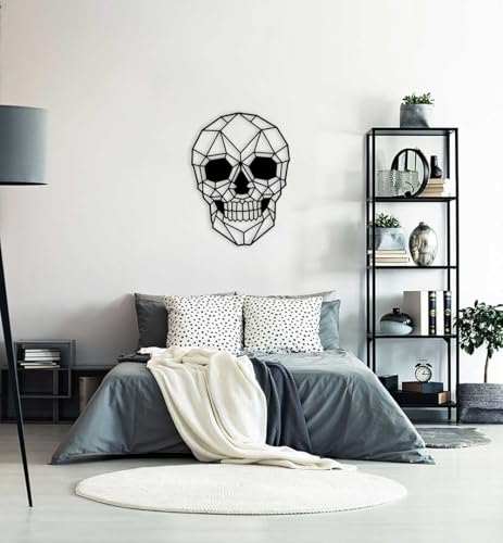 MyMaxxi | Wand Deko Totenkopf schwarz 62x85 cm Acryl| geometrische Wanddekoration für Wohnzimmer und Schlafzimmer | Polygon Wallart hängend Acryl | Aesthetic Decoration Wandbild Danger Skull Selleton von MyMaxxi