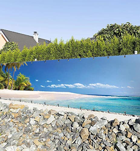 MyMaxxi Zaunbanner Sichtschutz - Urlaubsort mit Palmen und Strand - Abdeckung für Terrasse Zaun - Windschutz Sonnenschutz Blickdicht - Zaunverkleidung wetterfest - MyMaxxi Zaunbanner Sichtschutz - Urlaubsort mit Palmen und Strand - Abdeckung für Terrasse Zaun - Windschutz Sonnenschutz Blickdicht - Zaunverkleidung wetterfest - von MyMaxxi
