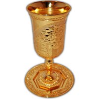 Jumbo-Größe Kiddush Cup 18K Vergoldet 9-Zoll-Höhe Becher & Teller Jerusalem Panorama Personalisiertes Geschenk Aus Israel von MyMojoCharm