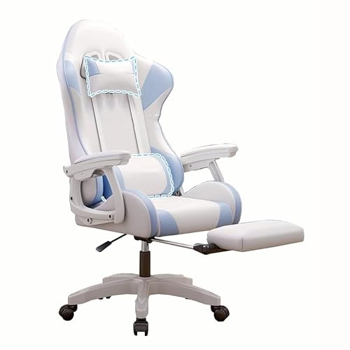 MyNvy Gamer Stuhl Gaming Stuhl mit breiterem Sitzkissen Ergonomischer Gamer Stuhl mit Fußstütze, Sitzhöhe und Neigung der Rückenlehne verstellbar(Color:a,Size:) von MyNvy