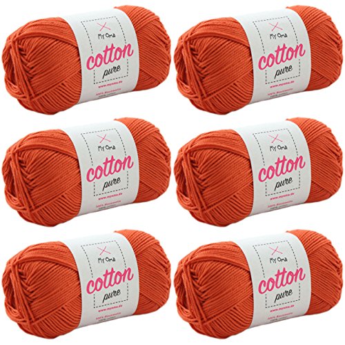 Baumwolle Wolle -6x MyOma Cotton pure fuchsrot (Fb 0144)- GRATIS Anleitung von MyOma