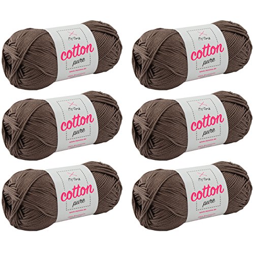 Baumwollgarn häkeln -MyOma Cotton pure taupe (Fb 0224)- Baumwollgarn zum Häkeln + GRATIS Anleitung – 6 Knäuel Baumwollgarn hellbraun/hellbraune Baumwolle - 50g/125m – Nadelstärke 2,5-3,5mm von My Oma