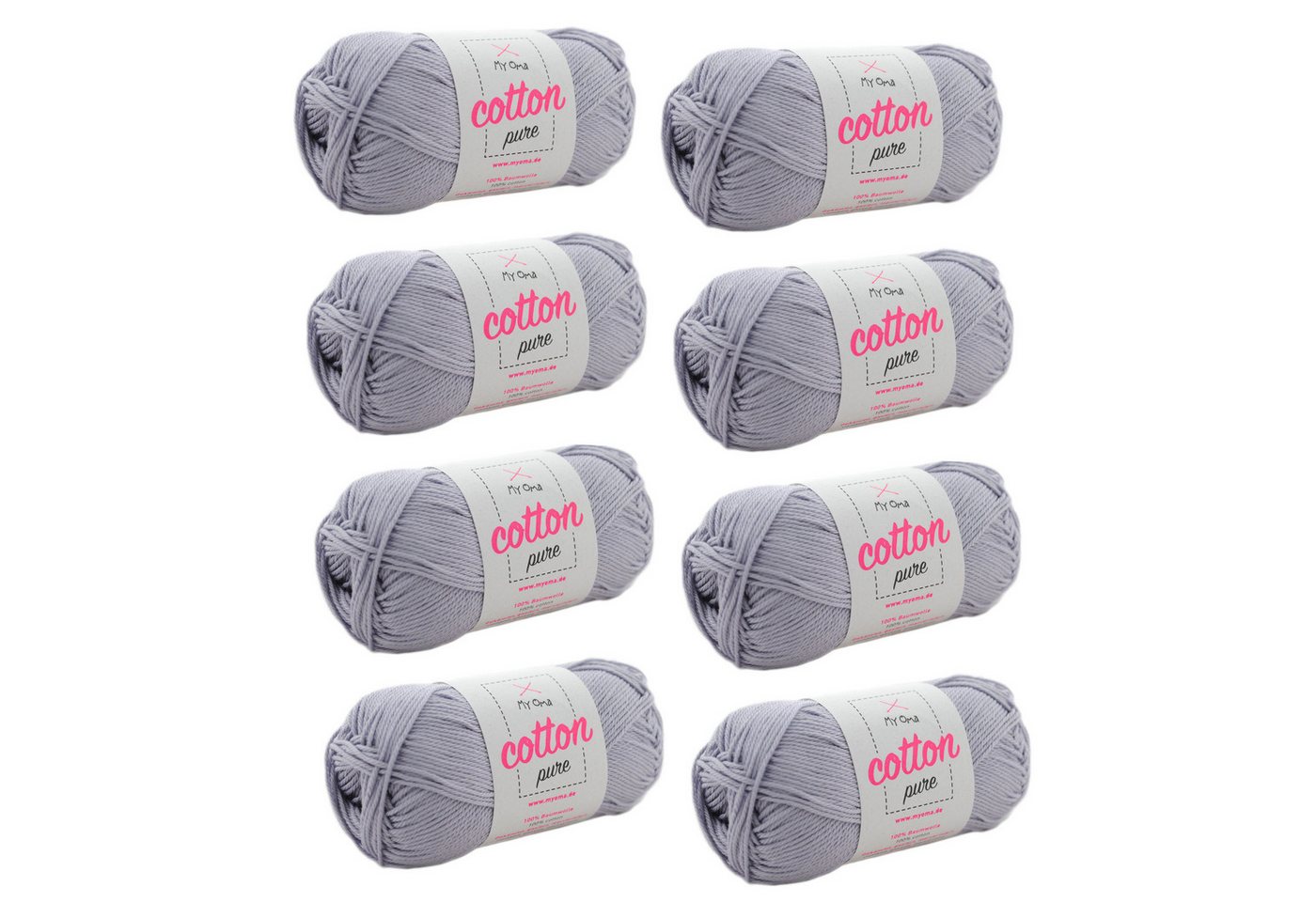 MyOma Baumwolle Cotton pure - Strick- und Häkelwolle, 125,00 m (50g, 8-St., zum Stricken und Häkeln, Wolle zum Handarbeiten, reine Baumwolle), in 32 leuchtend bunten Farben von MyOma