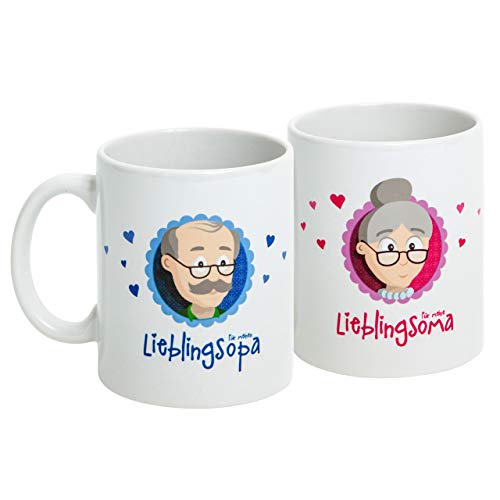 Geschenke für Omas und Opas - Geschenk Großeltern inkl. GRATIS Glückwunschkarte - beidseitig bedruckte Tasse als Geschenk für Oma und Opa - Tasse Weihnachten/Tasse Geburtstag - Oma Opa Tasse Set von MyOma