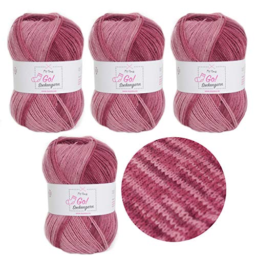 MyOma Socken Wolle Stricken Sockengarn Go! Beere (Fb 327) - 4 Knäuel pinkes Sockengarn – Sockenwolle rosa – Sockenwolle 4fädig – Nadelstärke 2,5-3mm – 100g Sockenwolle 89,50€/kg von MyOma