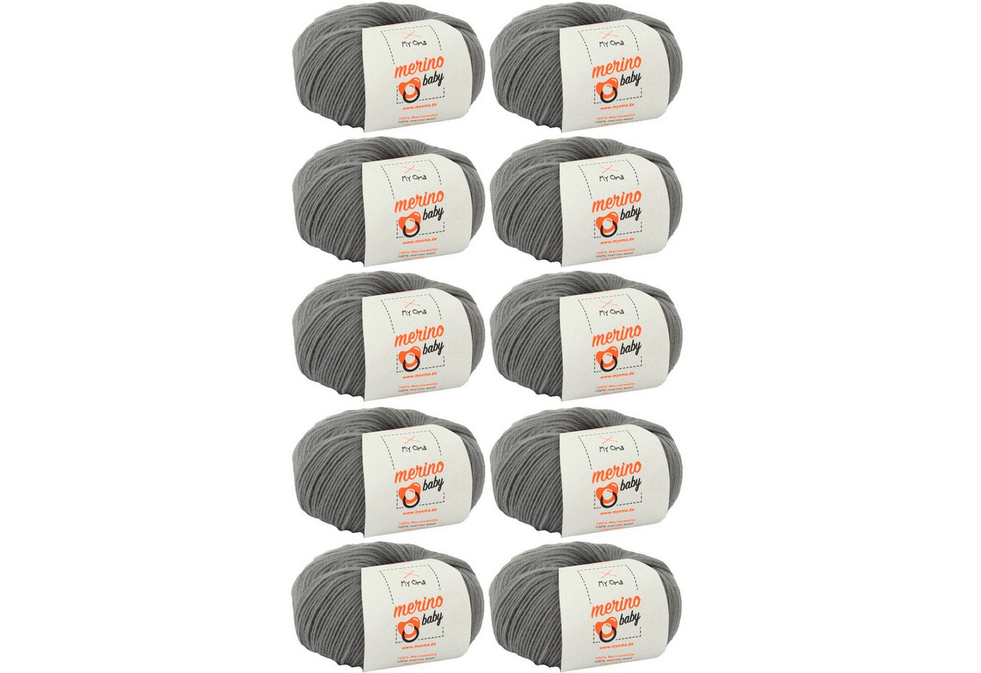 MyOma Wolle Merino Baby - Strick- und Häkelwolle, 140,00 m (25g, 10-St., zum Stricken und Häkeln, dünne Babywolle), 100% Merinowolle in 8 Pastellfarben, auf Wunsch mit Nadelset von MyOma