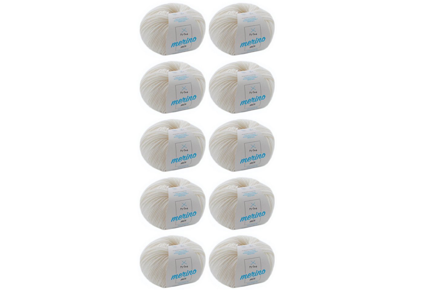 MyOma Wolle Merino Mix - Strick- und Häkelwolle, 75 m (50g, 10-St., zum Stricken und Häkeln, Merinowolle), 80% Merinowolle und 20% Polyacryl in 20 leuchtenden Farben von MyOma