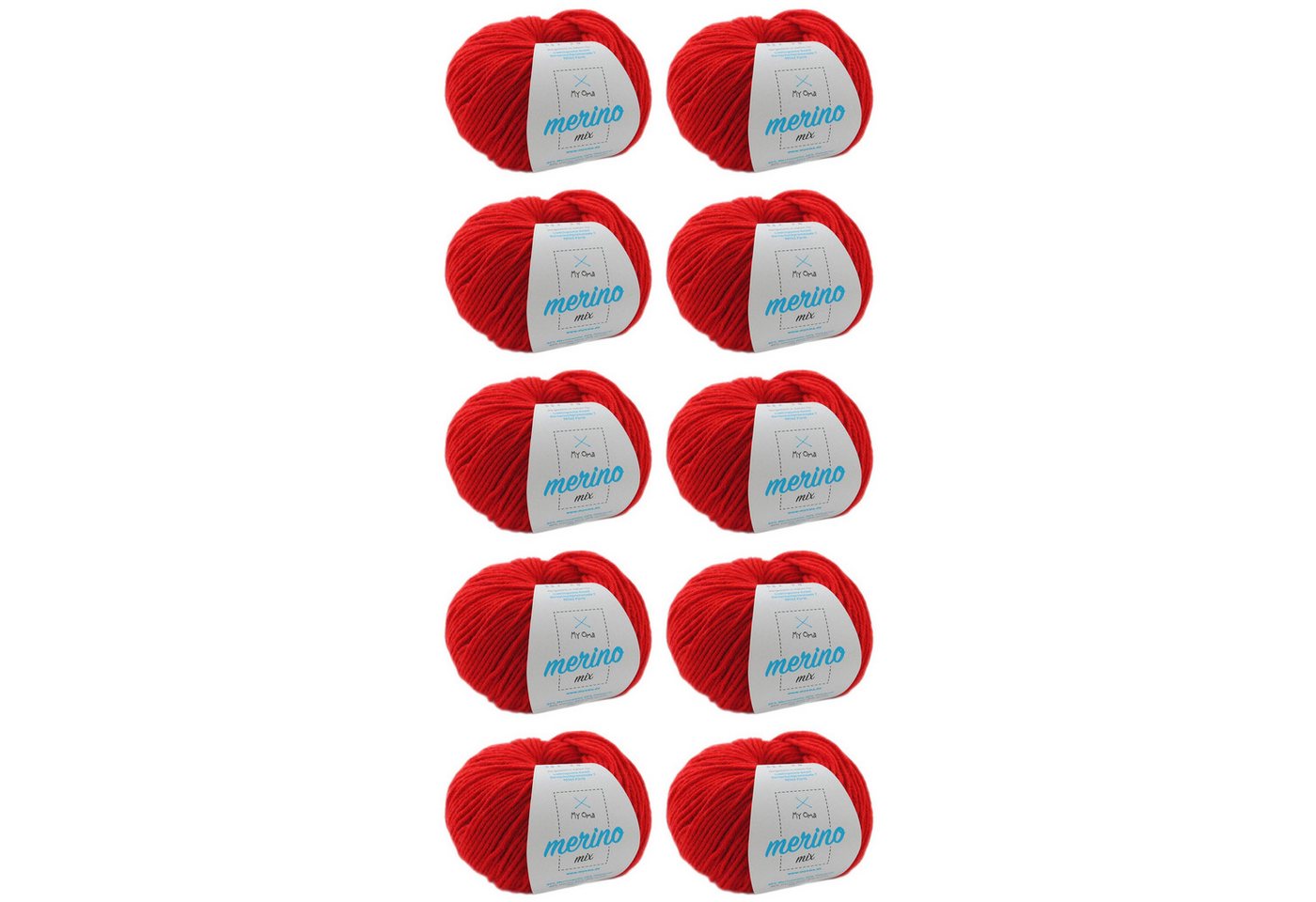 MyOma Wolle Merino Mix - Strick- und Häkelwolle, 75 m (50g, 10-St., zum Stricken und Häkeln, Merinowolle), 80% Merinowolle und 20% Polyacryl in 20 leuchtenden Farben von MyOma