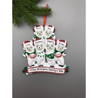 Lama-Familie Aus Sechs Weihnachtsornamenten - Personalisiertes Alpaka-Weihnachtsdekor, Lama-Weihnachtsornament von MyOrnamentStudio