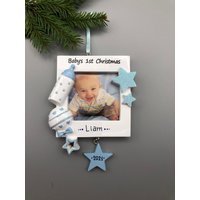 Babys Erste Weihnachtsverzierung, Baby-Fotorahmen-Verzierung, Baby-Jungen Personalisierte Weihnachtsverzierung von MyOrnamentStudio