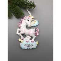 Einhorn Personalisierte Weihnachtsverzierung, Hand Weihnachtsverzierung von MyOrnamentStudio