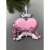 Prinzessin Personalisierte Weihnachtsverzierung, Hand Weihnachtsverzierung von MyOrnamentStudio