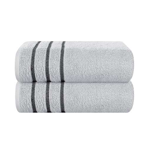 MyOwn Baumwolle 2er-Pack Oversized Badetuch-Set 70 x 140 cm, große Badetücher, Ultra saugfähig, kompakt, schnell trocknend und leicht, Hellgrau von MyOwn