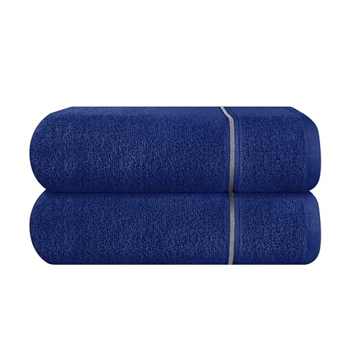 MyOwn Baumwolle 2er-Pack Oversized Badetuch-Set 70 x 140 cm, große Badetücher, Ultra saugfähig, kompakt, schnell trocknend und leicht, Marineblau von MyOwn